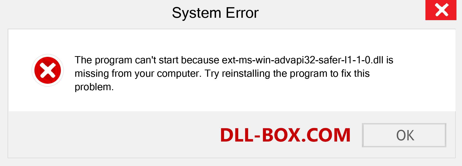  ext-ms-win-advapi32-safer-l1-1-0.dll file is missing?. Download for Windows 7, 8, 10 - Fix  ext-ms-win-advapi32-safer-l1-1-0 dll Missing Error on Windows, photos, images